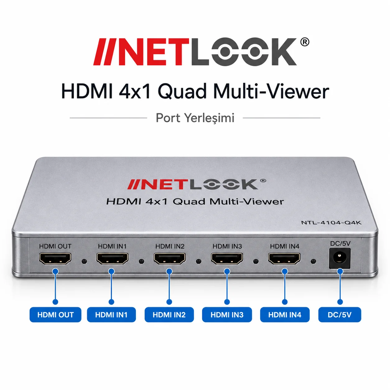Netlook NTL-4104-Q4K HDMI 4x1 Quad Multi-Viewer