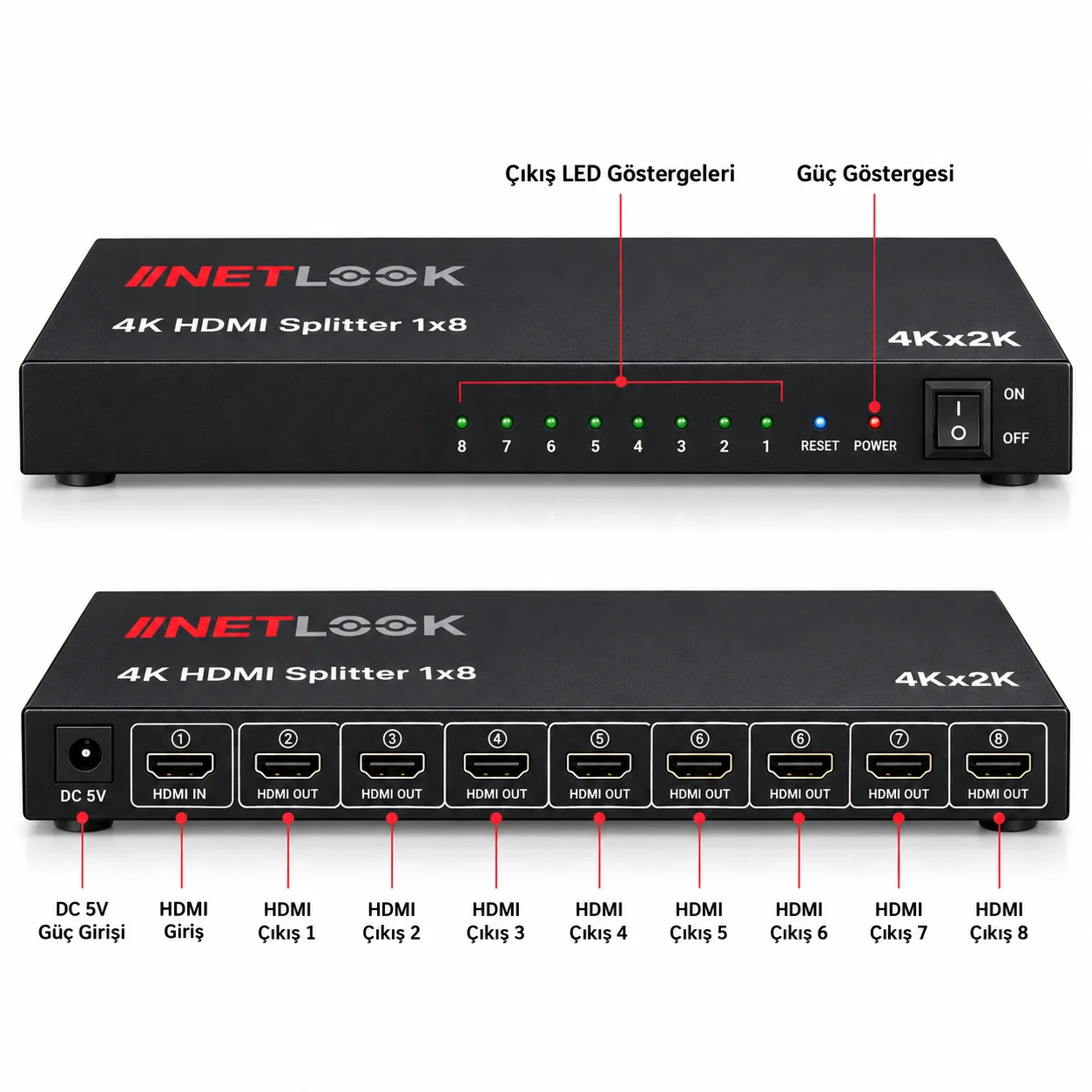 Netlook NTL-HDMI4K9408 4K HDMI Splitter 1x8 – 4Kx2K